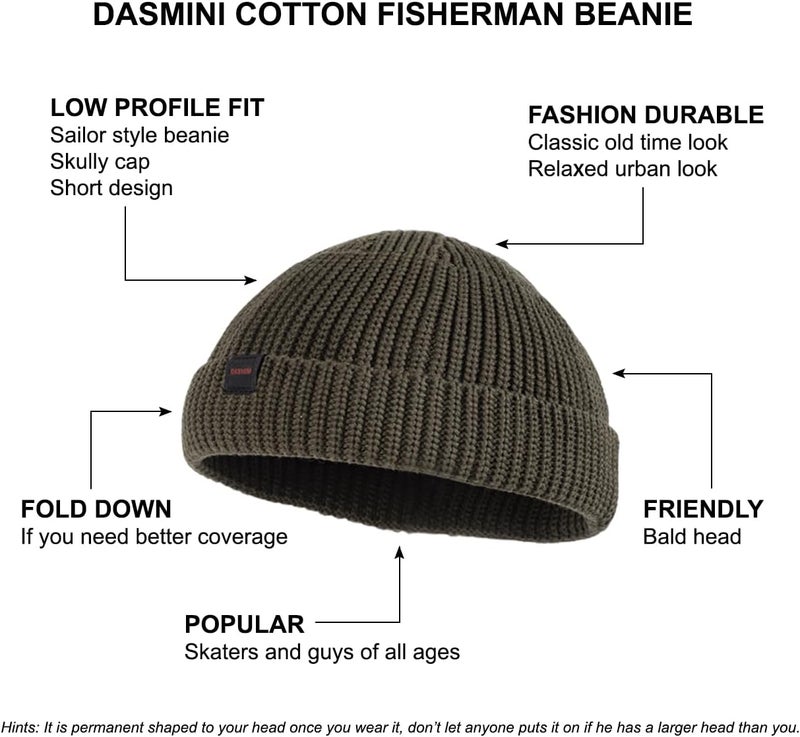 DASMINI Fisherman Beanie Hats for Men Women,Knit Trawler Skull Cap,Watch Cap,Spring Fall Winter Warm Short Hats - Image 4